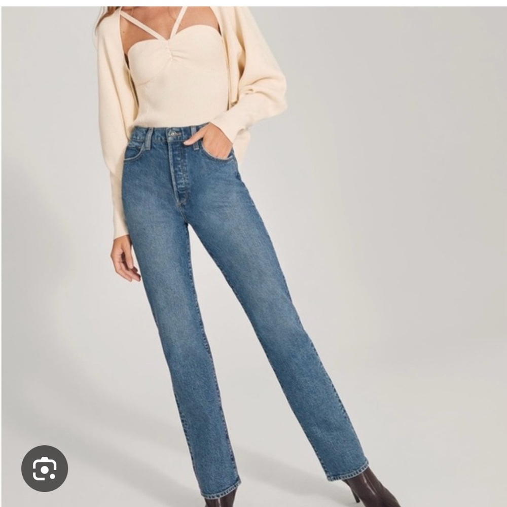 Favorite Daughter Blue Straight Leg Jeans